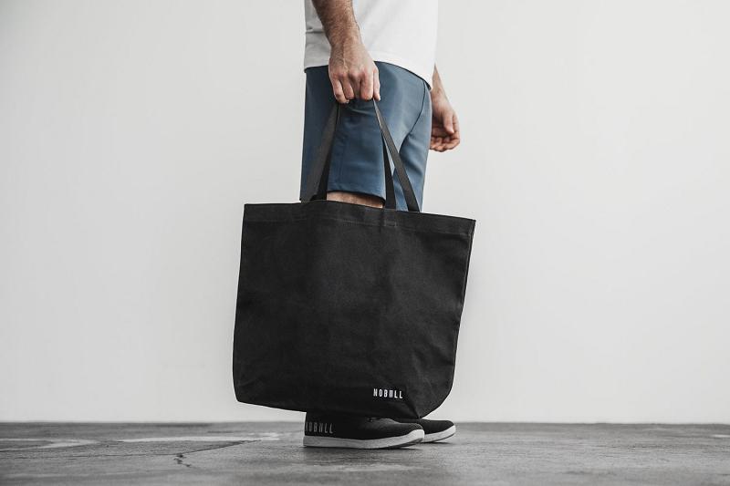 Women's Nobull Waxed Canvas Open Top Tote Bags Black | SG R3228V